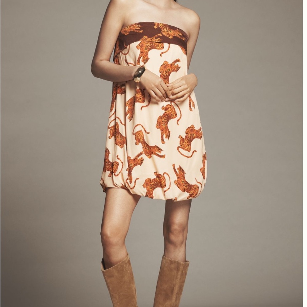 Farm Rio x Anthropologie Tiger Bubble Mini Dress